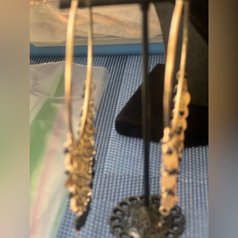 Golden Hoops Earring, Large View 4